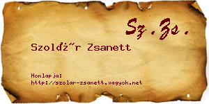 Szolár Zsanett névjegykártya